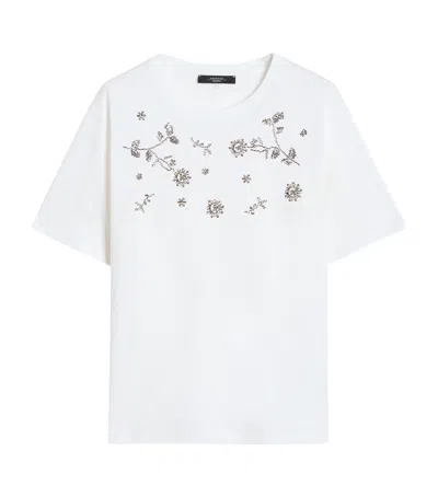 Weekend Max Mara Cotton Embellished T-shirt In White