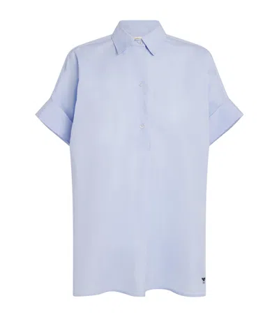 Weekend Max Mara Cotton Embroidered Shirt In Blue