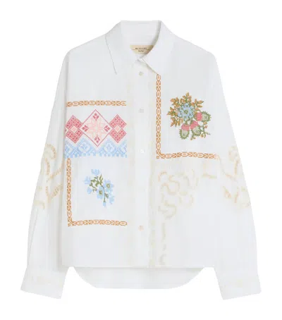 Weekend Max Mara Cotton Embroidered Shirt In White