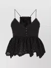 Weekend Max Mara Broderie Anglaise Peplum Top With Spaghetti Straps
