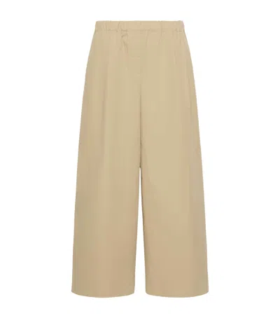 Weekend Max Mara Cotton Flared Trousers In Beige