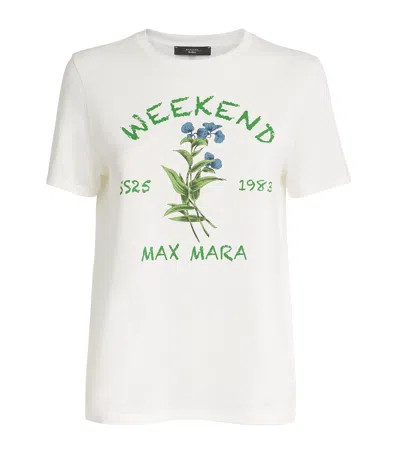 Weekend Max Mara Cotton Floral T-shirt In White