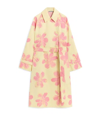Weekend Max Mara Cotton Floral Trench Coat In Yellow