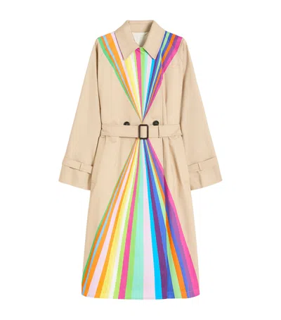 Weekend Max Mara Cotton Gabardine Rainbow Print Raincoat