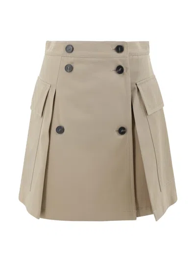 Weekend Max Mara Beige Cotton Zebio Mini Skirt
