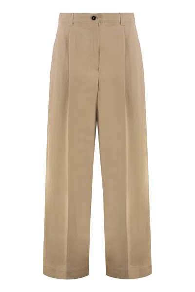 Weekend Max Mara Cotton Gabardine Trousers In Brown