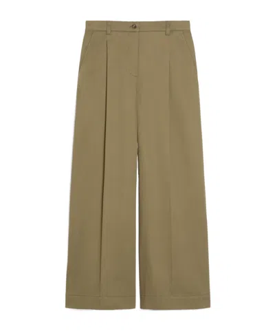 Weekend Max Mara Cotton Gabardine Wide-leg Pants In Gray