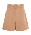 Weekend Max Mara Cotton-linen Belted Shorts In Beige