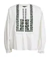 WEEKEND MAX MARA COTTON-LINEN EMBROIDERED BLOUSE