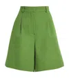 Weekend Max Mara Cotton-linen Shorts In Green