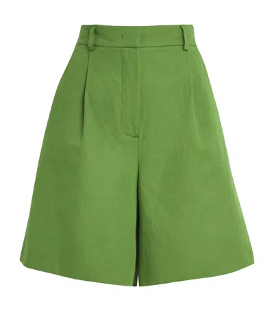 Weekend Max Mara Cotton-linen Shorts In Green