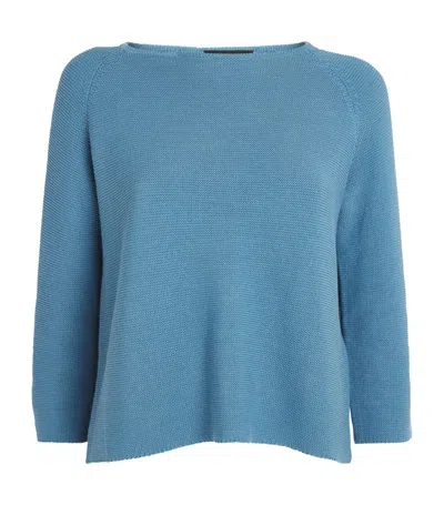 Weekend Max Mara Cotton Link-stitch Sweater In Blue