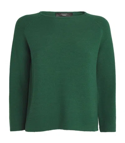 Weekend Max Mara Cotton Link-stitch Sweater In Green