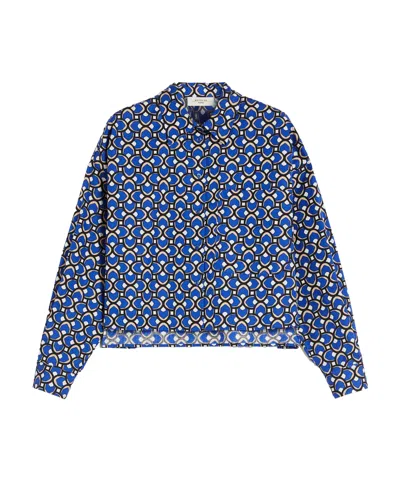 Weekend Max Mara Cotton Long-sleeved Shirt In Blue