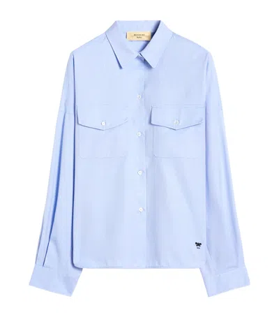 Weekend Max Mara Cotton Long-sleeve Shirt In Blue