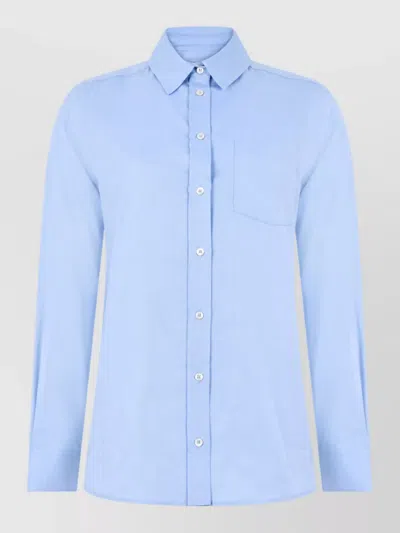 Weekend Max Mara Cotton Long-sleeve Shirt In Blue