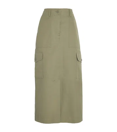 Weekend Max Mara Cotton Maxi Skirt In Green