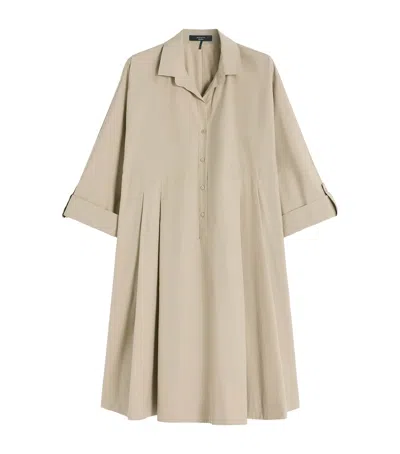 Weekend Max Mara Cotton Mini Shirt Dress In Beige