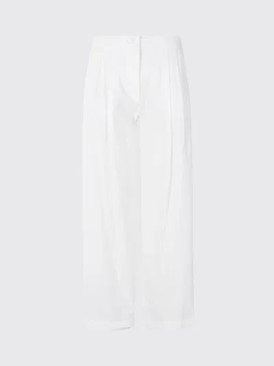 Weekend Max Mara Cotton Palazzo Trousers In White