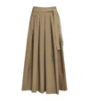 Weekend Max Mara Omens Desert Agiate Pleated Cotton-poplin Midi Skirt In Brown