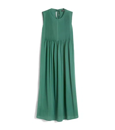 Weekend Max Mara Cotton Pleated Midi Dress In Green