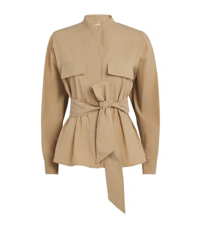 Weekend Max Mara Cotton Poplin Belted Jacket In Beige