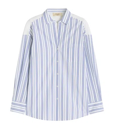 Weekend Max Mara Cotton Poplin Embroidered Shirt In Blue