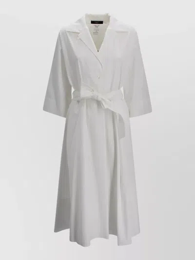 Weekend Max Mara Cotton Poplin Midi Shirt Style Dress In White