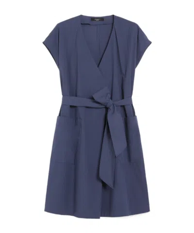 Weekend Max Mara Cotton Poplin Short Dress In Navy Blue