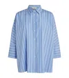 Weekend Max Mara Oversized Striped Cotton Poplin Shirt In Brown