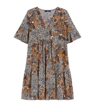 Weekend Max Mara Cotton Printed Mini Dress In Blue