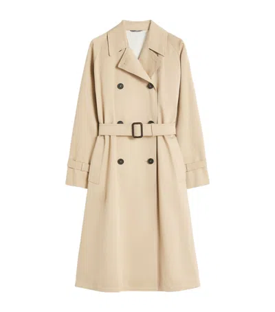 Weekend Max Mara Cotton Printed Trench Coat In Purple