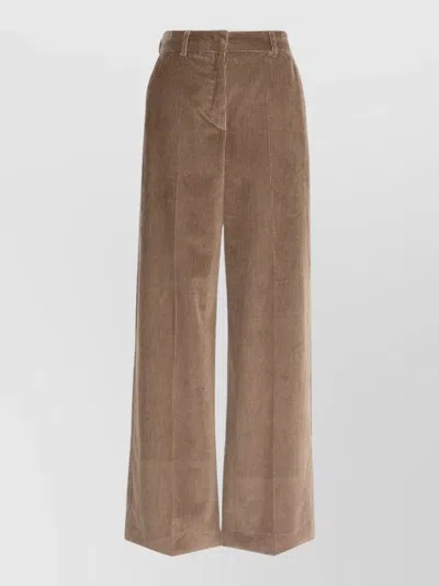Weekend Max Mara Cotton Regular-fit Wide-leg Corduroy Trousers In Brown