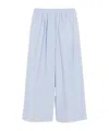 Weekend Max Mara Omens Fleur Striped Cotton-poplin Trousers Light Blue In Blue