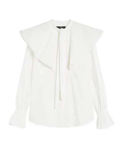 Weekend Max Mara Cotton Shirt With Cape Detail In White