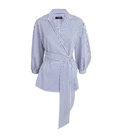 Weekend Max Mara Cotton-silk Striped Shirt In Blue