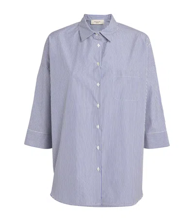 Weekend Max Mara Cotton Stripe Shirt In Blue
