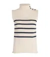 Weekend Max Mara Trofeo Placed Stripe Sleevless Cotton Sweater In White