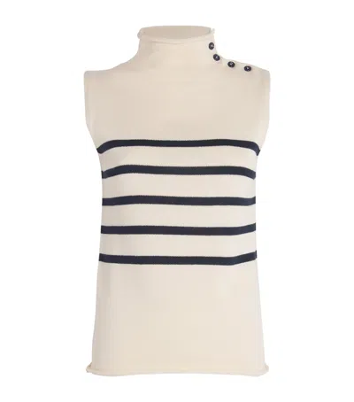 Weekend Max Mara Cotton Stripe Sweater Vest In White
