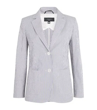 Weekend Max Mara Cotton Striped Blazer In Navy