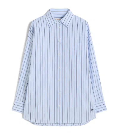 Weekend Max Mara Cotton Striped Oversized Shirt In Blue