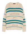 Weekend Max Mara Rice Grain Knit Embroidered Sweater In Nude