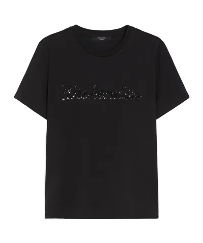Weekend Max Mara T-shirt With Vello Logo Embroidery In Jersey In Black