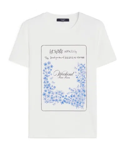 Weekend Max Mara Cotton T-shirt With A Print In White