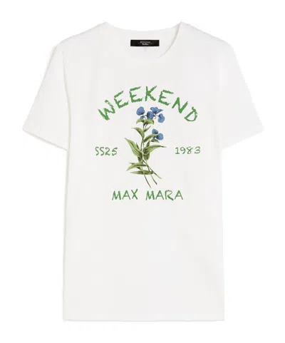 Weekend Max Mara Teiera Printed Jersey Cotton T-shirt In White/green
