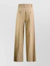 WEEKEND MAX MARA COTTON TROUSERS WITH BUCKLE BELT AND PLEATS