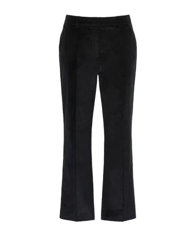 Weekend Max Mara Cotton Velvet Cropped Trousers In Black