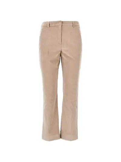 Weekend Max Mara Cotton Velvet Cropped Trousers In Neutral
