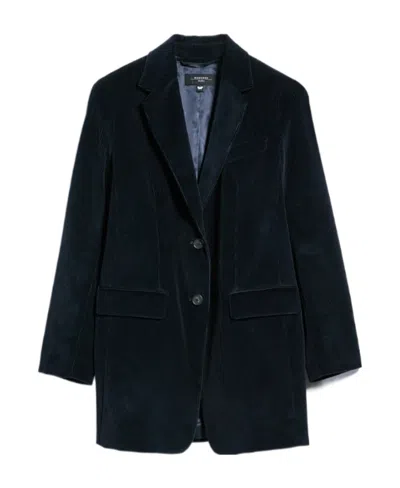 Weekend Max Mara Cotton Velvet Suit Jacket In Blue