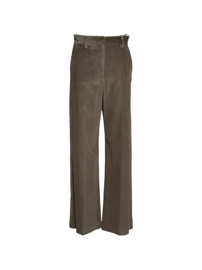 Weekend Max Mara Cotton Velvet Trousers In Gray